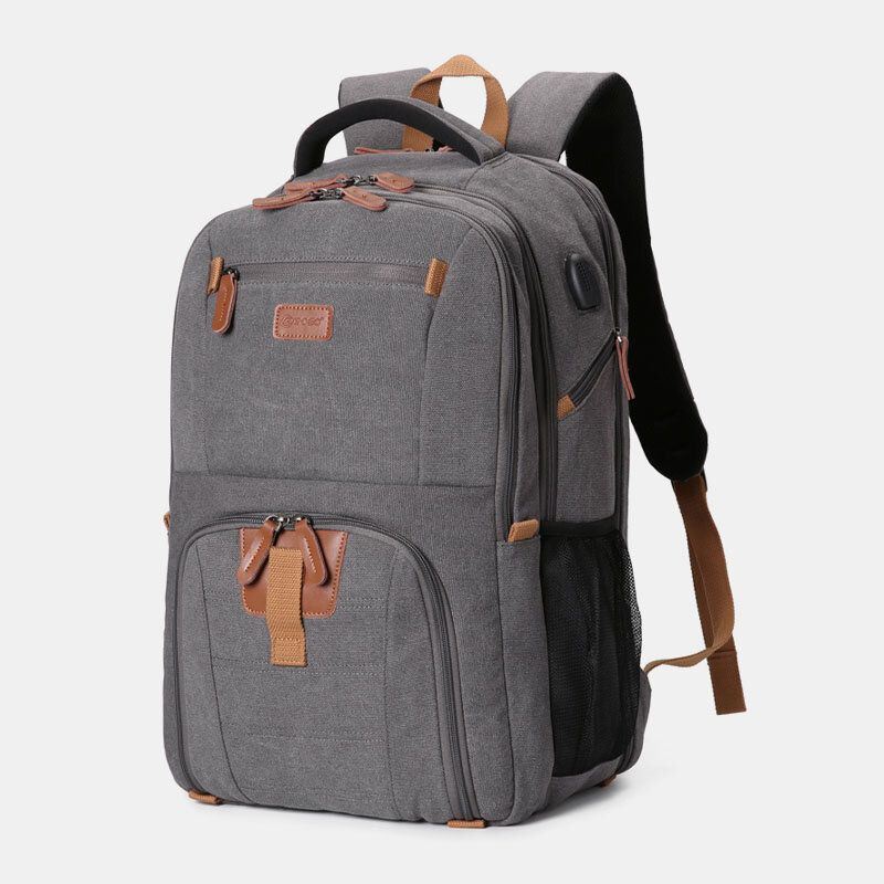 Heren Canvas Super Grote Capaciteit Multi-compartiment Studentenrugzak Casual 17 Laptoptas Reistas