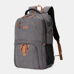 Heren Canvas Super Grote Capaciteit Multi-compartiment Studentenrugzak Casual 17 Laptoptas Reistas