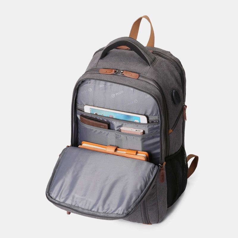 Heren Canvas Super Grote Capaciteit Multi-compartiment Studentenrugzak Casual 17 Laptoptas Reistas