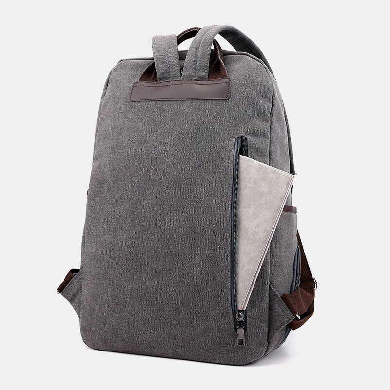 Heren Canvas Vouw Grote Capaciteit Casual Reizen 14 Inch Laptoptas Reistas Schooltas Rugzak