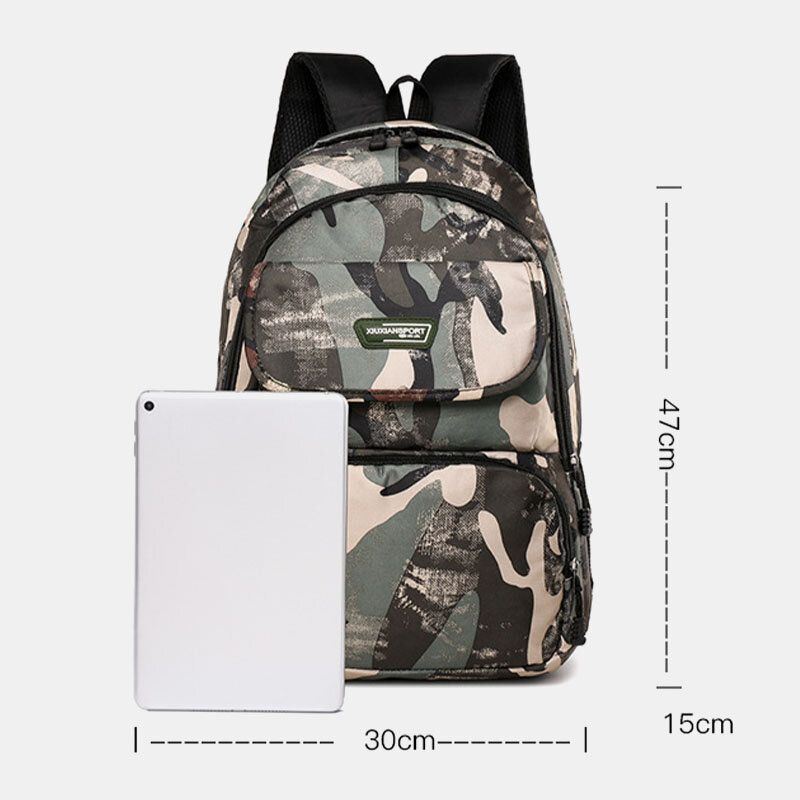 Heren Grote Capaciteit Camouflage Waterdichte Student Schooltas 15.6 Inch Laptoptas Reizen Outdoor Rugzak