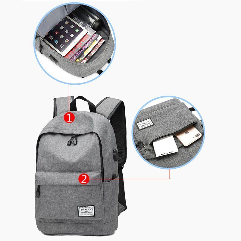 Heren Grote Capaciteit Waterdichte Multi-layer Usb Oxford Lichtgewicht Rugzak Outdoor Tas