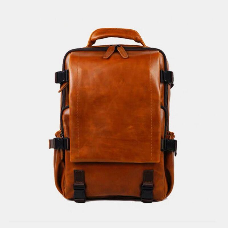 Heren Kunstleer Grote Capaciteit Casual Zakelijke Retro Mode 13.3 Inch Laptoptas Rugzak