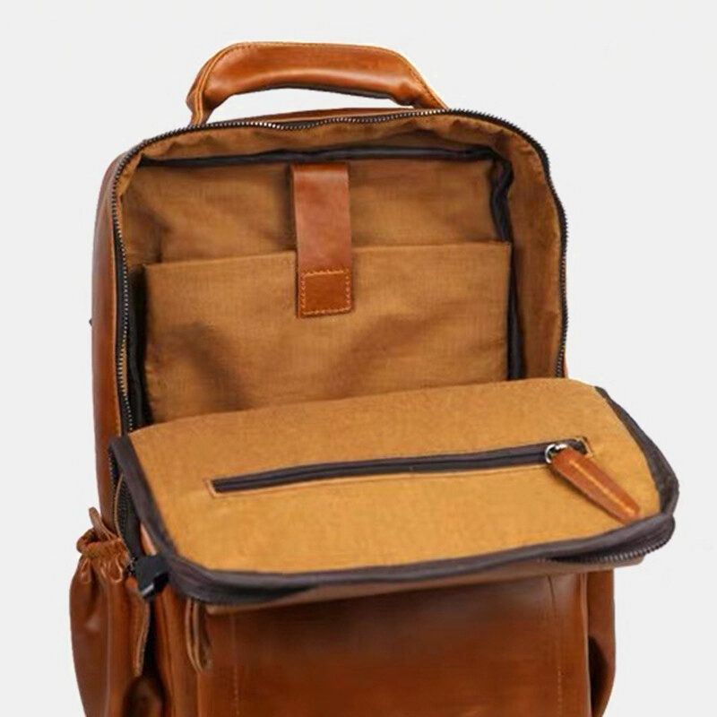 Heren Kunstleer Grote Capaciteit Casual Zakelijke Retro Mode 13.3 Inch Laptoptas Rugzak