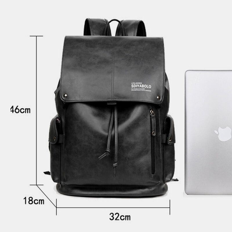 Heren Kunstleer Grote Capaciteit Waterdichte 13.3 Inch Laptoptas Reistas Rugzak Met Usb Opladen