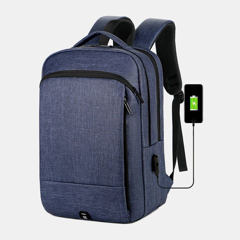 Heren Nylon Grote Capaciteit 14 Inch Laptoptas Multi-layer Zakelijke Casual Reisrugzak Met Usb Opladen