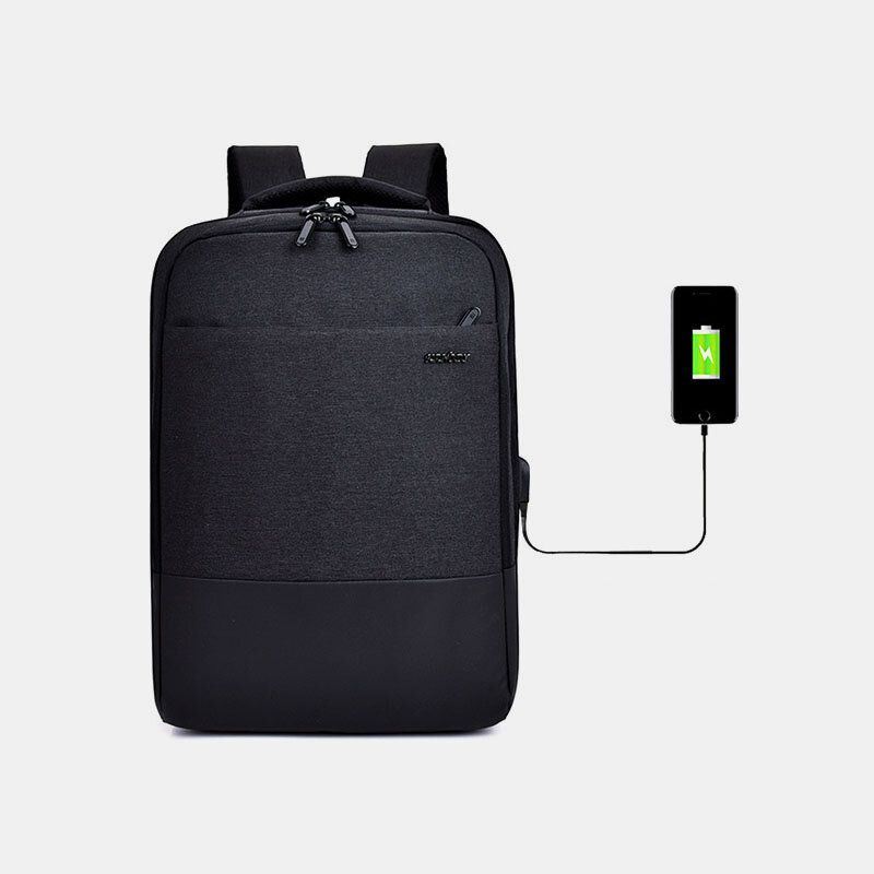 Heren Nylon Usb Opladen Casual Grote Capaciteit 15.6 Inch Laptoptas Reisrugzak