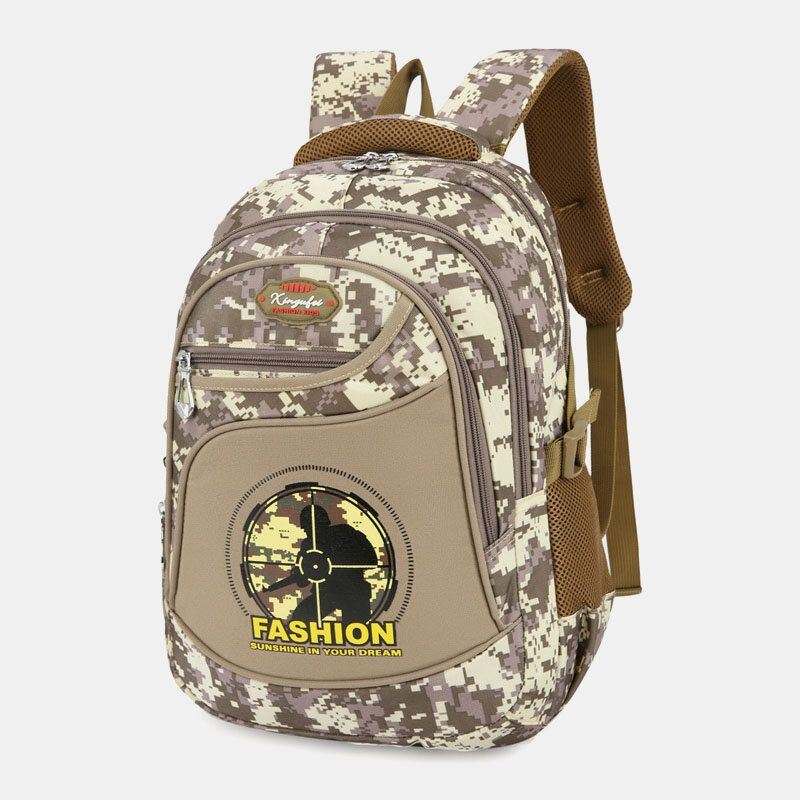 Heren Nylon Waterdicht Camouflage Patroon Outdoor 14 Inch Laptoptas Reistas Student Schooltas Rugzak