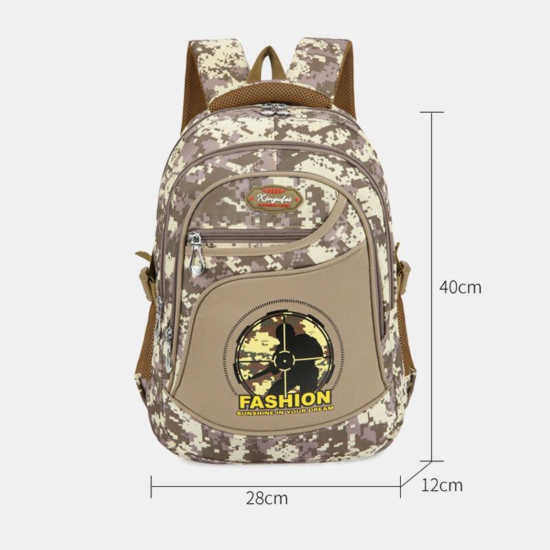 Heren Nylon Waterdicht Camouflage Patroon Outdoor 14 Inch Laptoptas Reistas Student Schooltas Rugzak