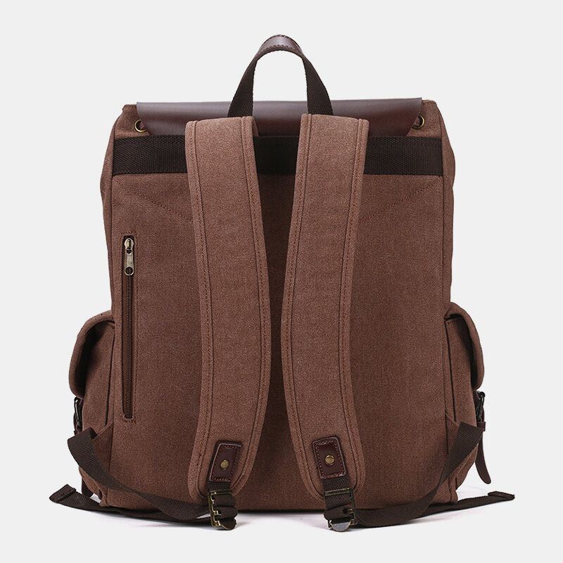 Heren Olie Wax Canvas Casual Waterdichte Multi-pocket Rugzak Grote Capaciteit 15.6 Inch Laptoptas Schoudertas