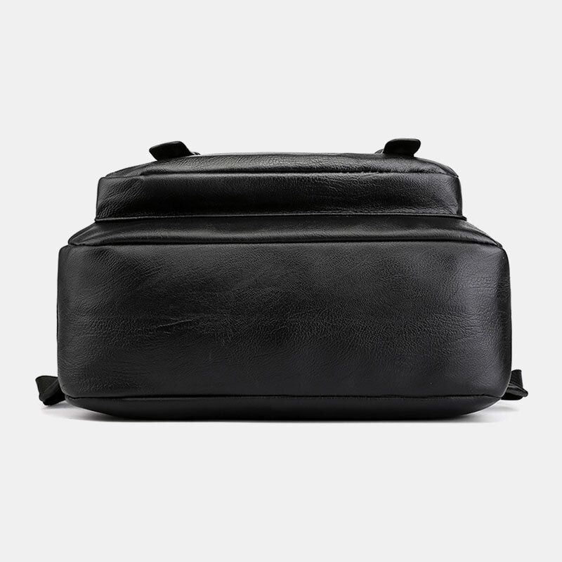 Heren Pu-leer Multi-pocket Rugzak Casual Reizen Grote Capaciteit Laptoptas Schoudertas