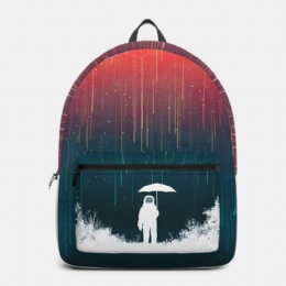 Heren Unisex Oxford Ruimte Astronaut En Meteorenregen Patroon Casual Persoonlijkheid Esthetiek Schooltas Rugzak