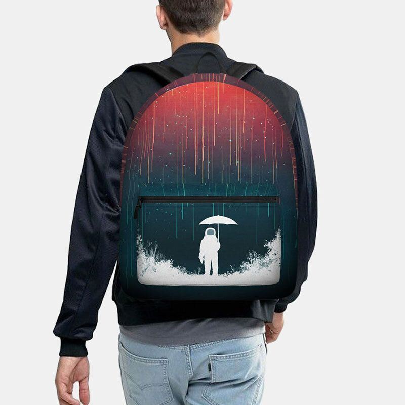 Heren Unisex Oxford Ruimte Astronaut En Meteorenregen Patroon Casual Persoonlijkheid Esthetiek Schooltas Rugzak