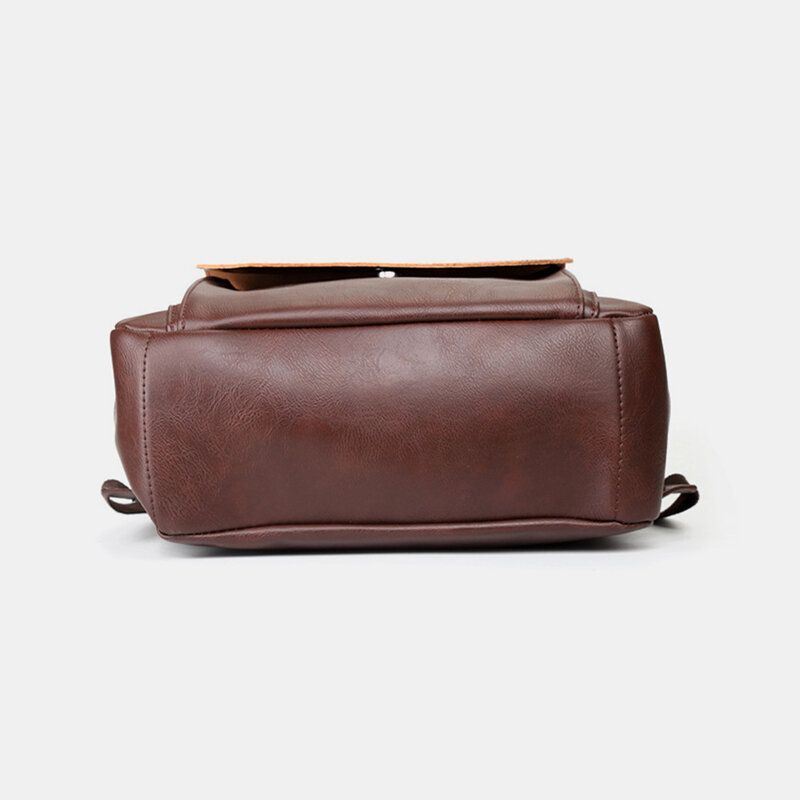 Heren Unisex Pu Lederen Rugzak Met Grote Capaciteit Vintage Laptoptas