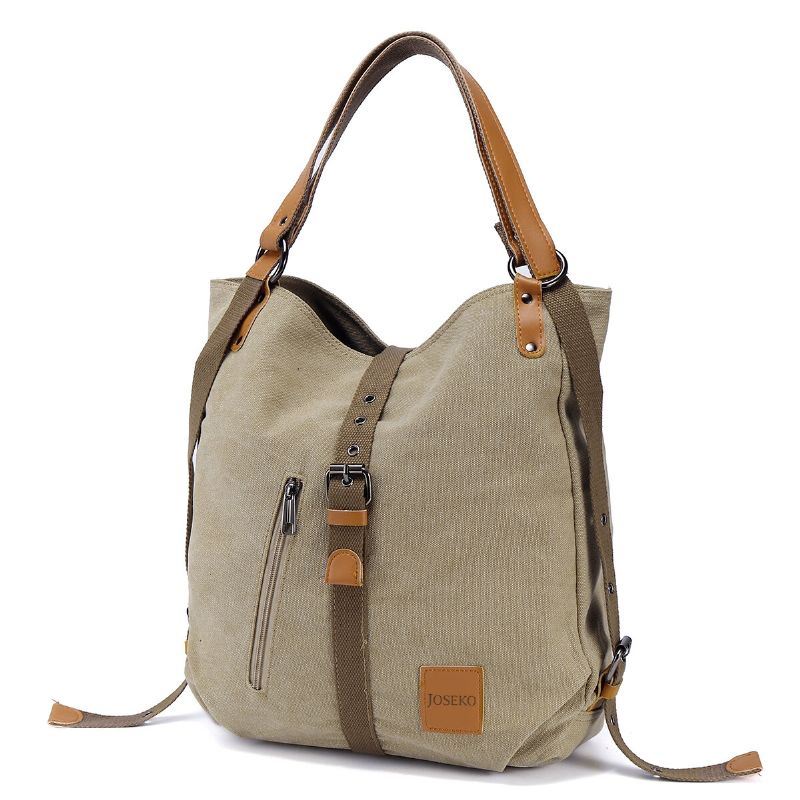 Multifunctionele Canvas Tas Dames Converteerbare Rugzak Portemonnee Dames Schoudertas Casual Handtas