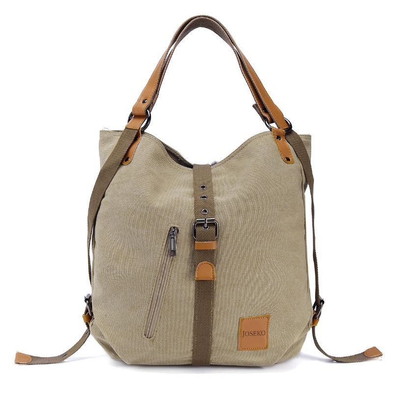 Multifunctionele Canvas Tas Dames Converteerbare Rugzak Portemonnee Dames Schoudertas Casual Handtas