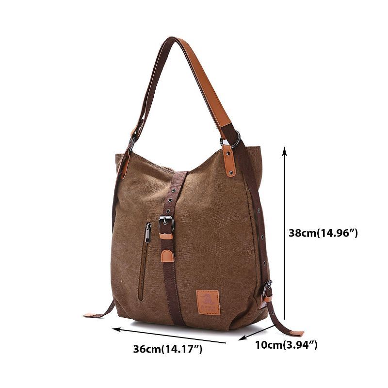 Multifunctionele Canvas Tas Dames Converteerbare Rugzak Portemonnee Dames Schoudertas Casual Handtas