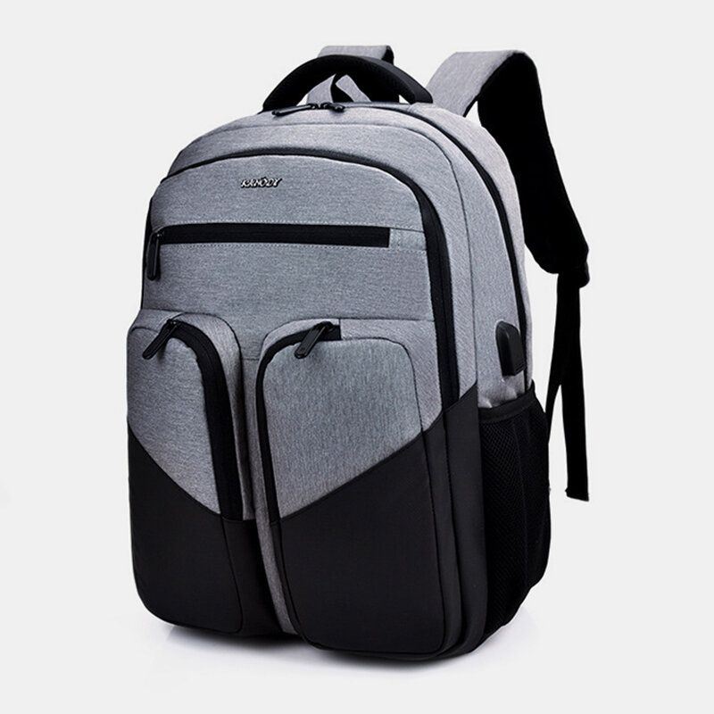 Nieuw Heren Polyester Waterdichte Laptop Rugzak Met Usb Opladen Casual Outdoor Travel Schooltas