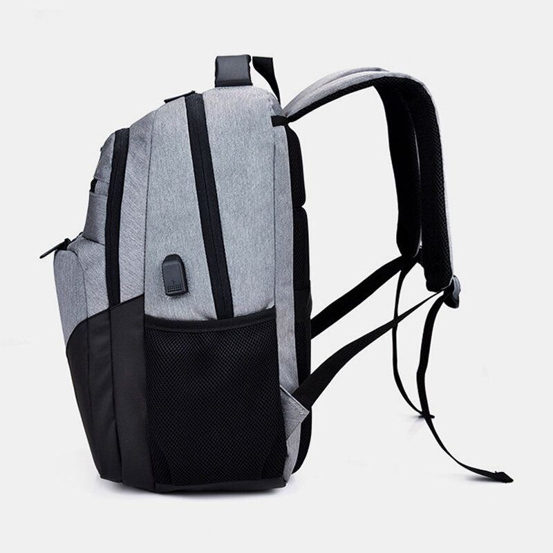 Nieuw Heren Polyester Waterdichte Laptop Rugzak Met Usb Opladen Casual Outdoor Travel Schooltas