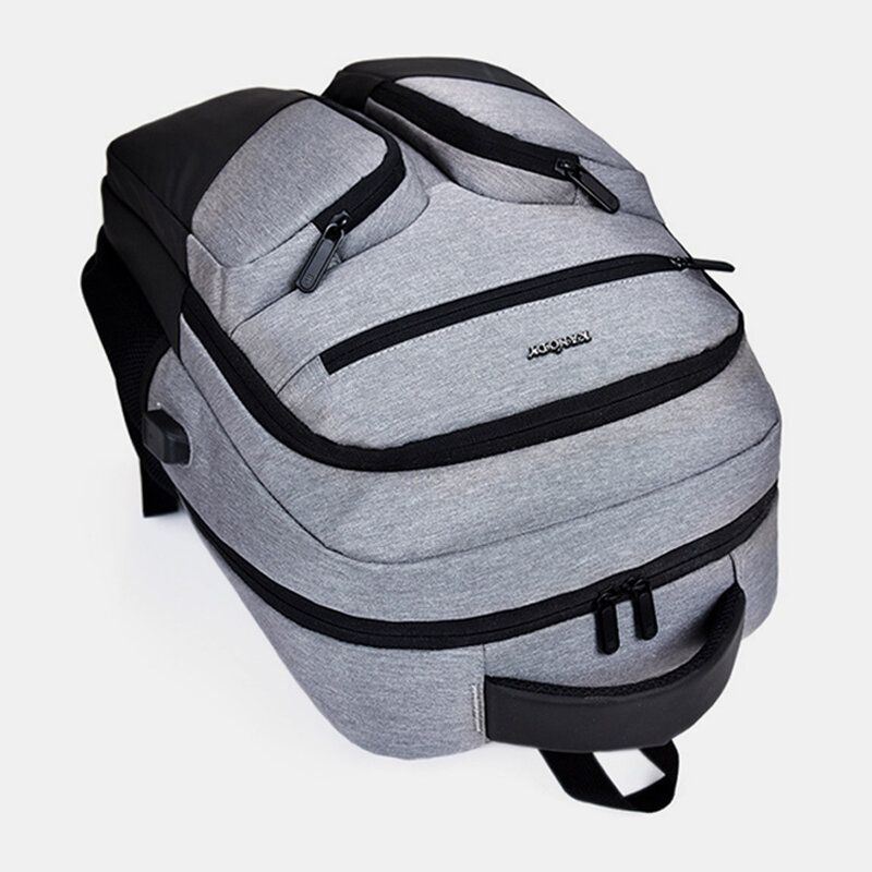 Nieuw Heren Polyester Waterdichte Laptop Rugzak Met Usb Opladen Casual Outdoor Travel Schooltas