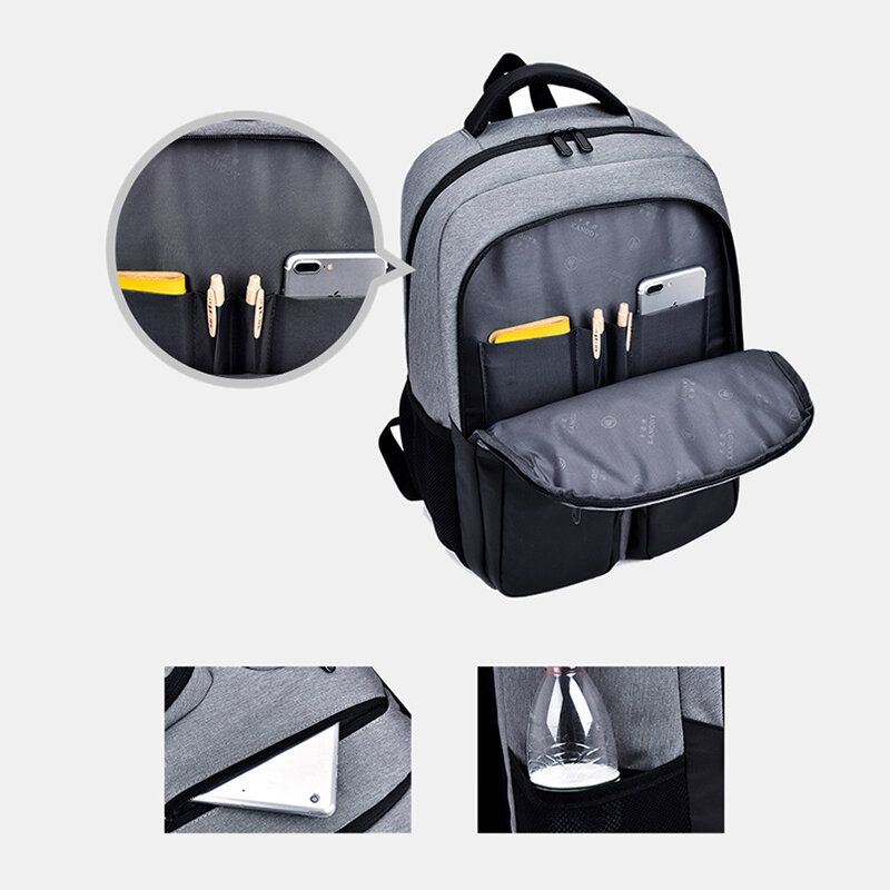 Nieuw Heren Polyester Waterdichte Laptop Rugzak Met Usb Opladen Casual Outdoor Travel Schooltas