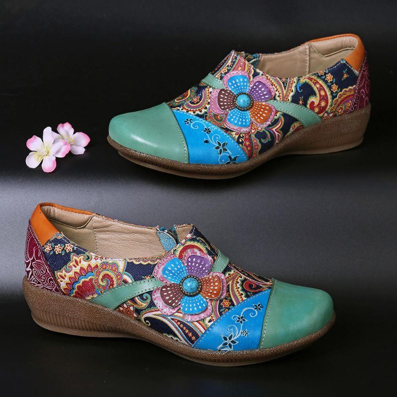 Dames Casual Pumps Met Bloemen Rits