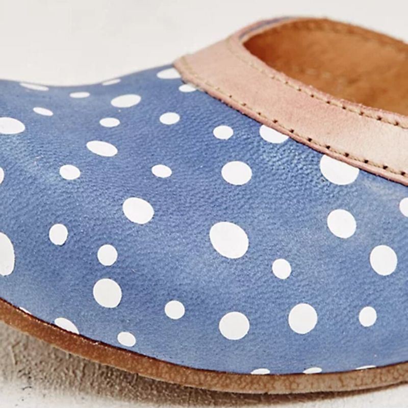 Dames Polka Dot Ronde Teen Enkelband Blokhak Casual Comfortabele Hakken Pumps