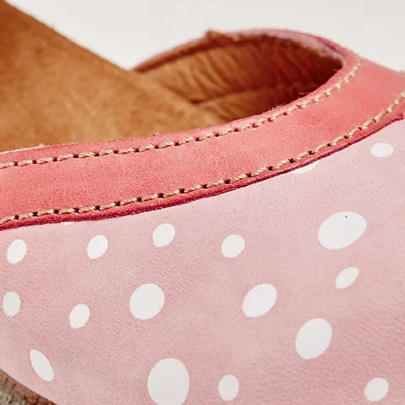 Dames Polka Dot Ronde Teen Enkelband Blokhak Casual Comfortabele Hakken Pumps