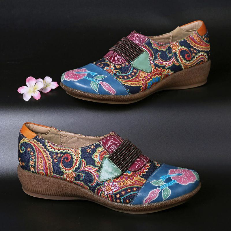 Dames Retro Bloemen Comfortabele Pumps