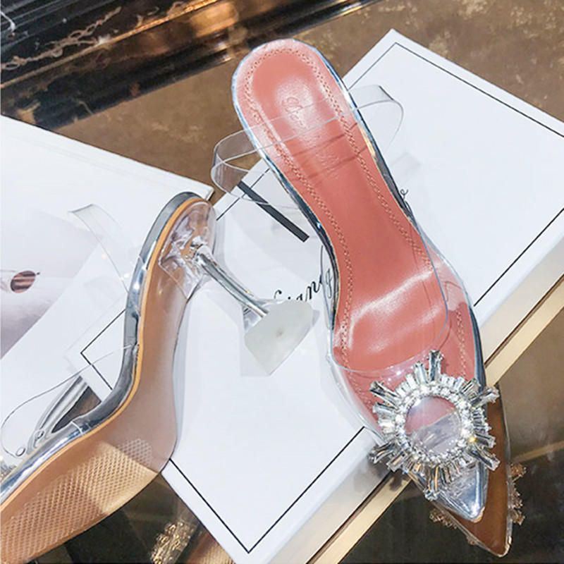 Dames Strass Transparante Slingback Fashion Party Hoge Hakken Pumps