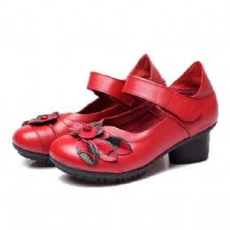 Leren Folkways Mid Heel Hook Loop Originele Comfortabele Retro Schoenen