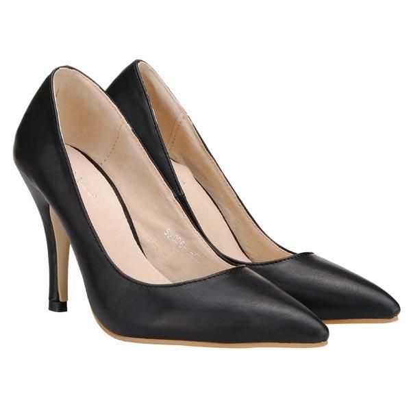 Ol Stiletto Pu-pumps Met Spitse Neus Voor Dames In Pure Kleur