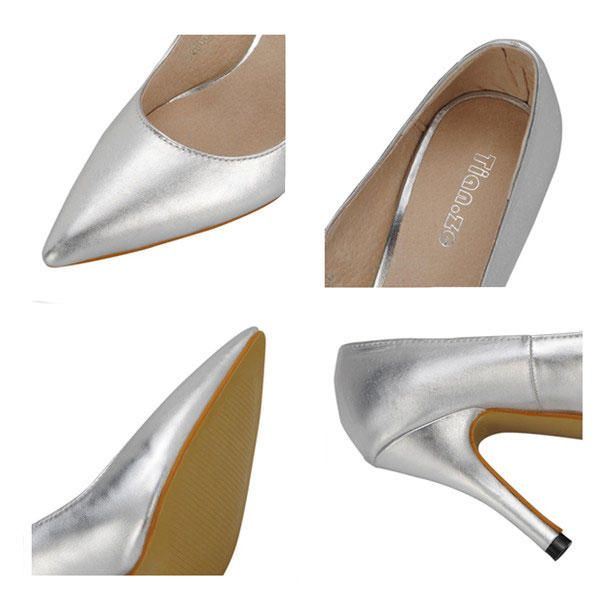 Ol Stiletto Pu-pumps Met Spitse Neus Voor Dames In Pure Kleur