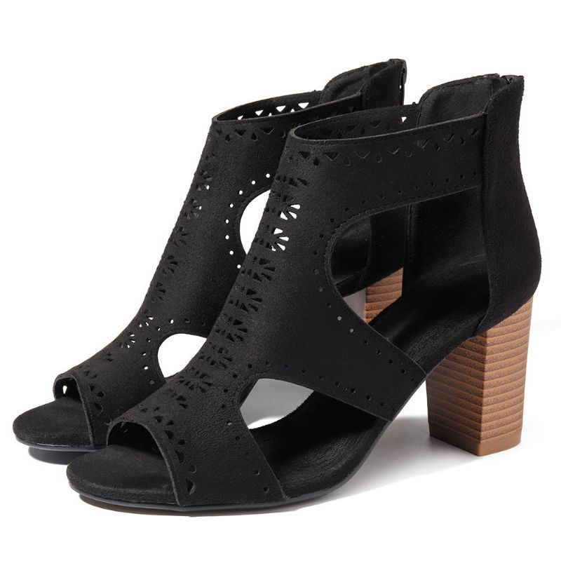 Uitgeholde Effen Kleur Chunky Heel Pumps Voor Dames