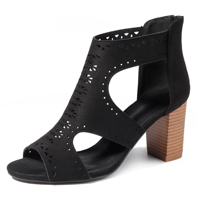 Uitgeholde Effen Kleur Chunky Heel Pumps Voor Dames