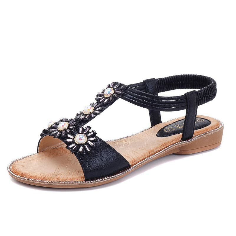 Boheemse Bloemen T-riem Casual Comfortabele Sandalen Voor Dames