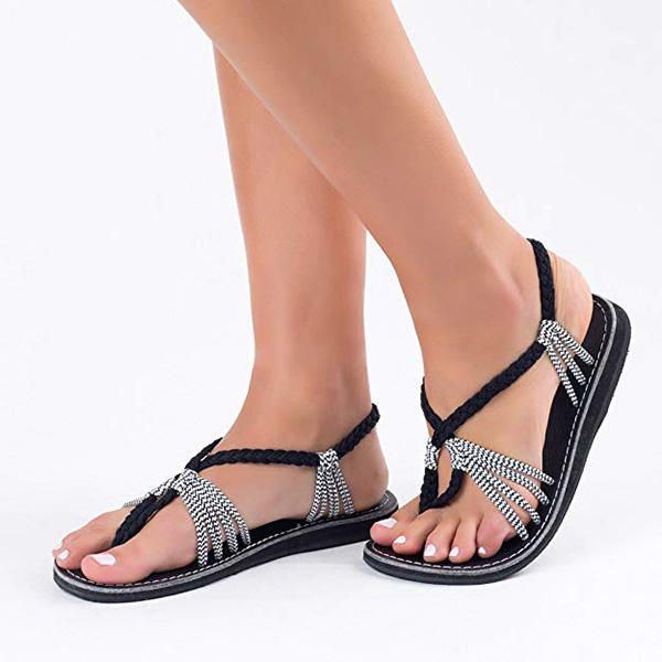 Bohemia Bandage Slip On Dames Platte Sandalen Schoenen