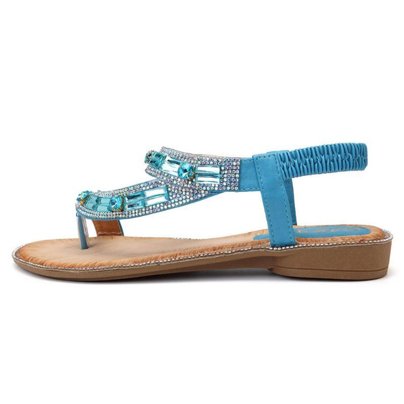 Bohemian Dames Strass Platte Sandalen Flip Flop Schoenen