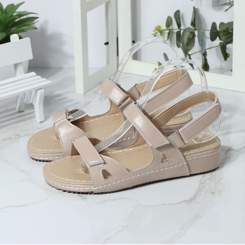 Casual Compy-sandalen In Effen Kleur Met Klittenband Voor Dames