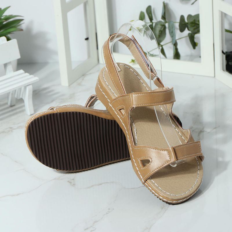 Casual Compy-sandalen In Effen Kleur Met Klittenband Voor Dames