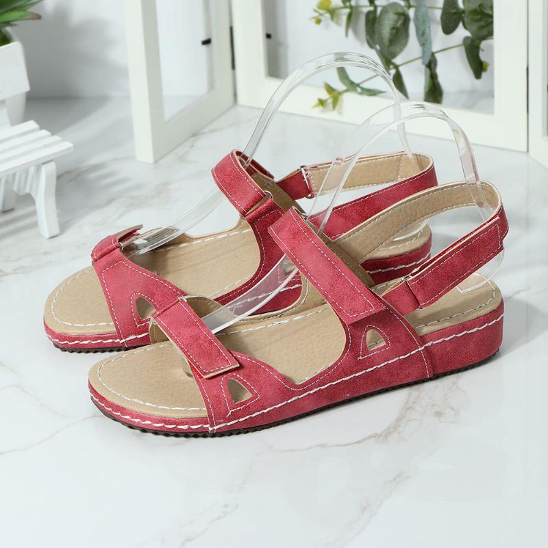 Casual Compy-sandalen In Effen Kleur Met Klittenband Voor Dames