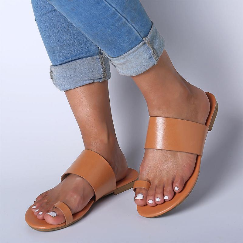 Casual Platte Strandsandalen In Pure Kleur Voor Dames