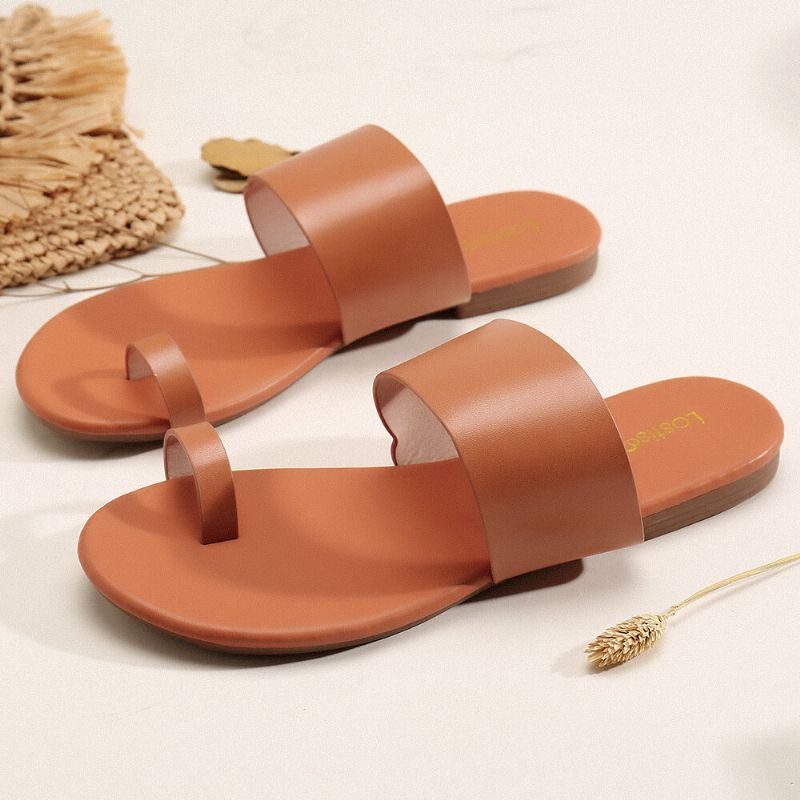 Casual Platte Strandsandalen In Pure Kleur Voor Dames