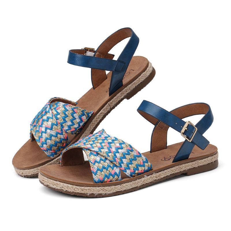 Casual Sandalen Met Gekruiste Geweven Band Voor Dames