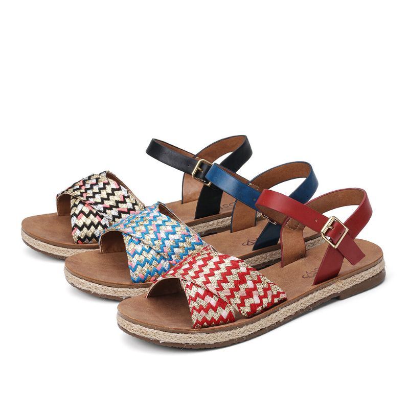 Casual Sandalen Met Gekruiste Geweven Band Voor Dames