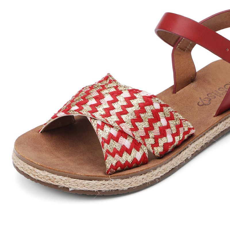 Casual Sandalen Met Gekruiste Geweven Band Voor Dames