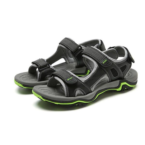 Comfortabele Lederen Ademende Sandalen Met Klittenband Voor Heren