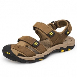 Comfortabele Lederen Ademende Sandalen Met Klittenband Voor Heren