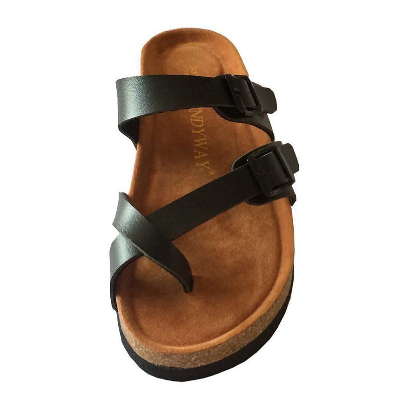 Comfortabele Strandslippers Met Dubbele Gesp Voor Dames Platte Kurken Sandalen