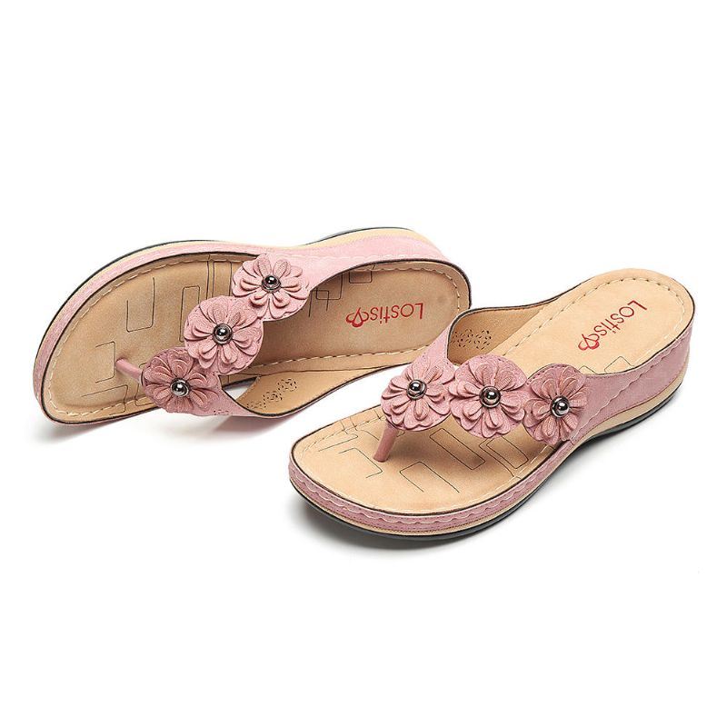 Comfortabele Teenslippers Met Bloemensleehak Voor Dames